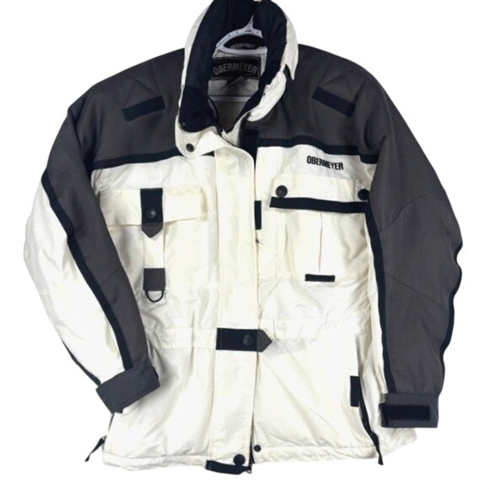 Obermeyer Womens L Ski Jacket Sporty Black Cream Warm Winter Coat Snowboard Snow